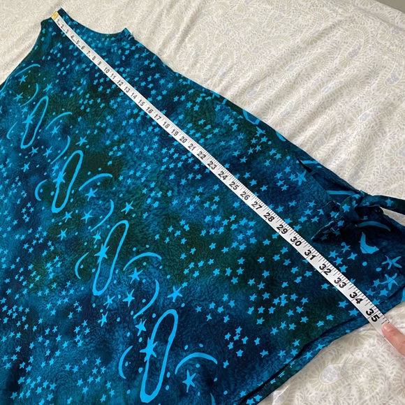 La Luna Loca 100% rayon celestial cosmic stars relaxed summer dress, blue - Picture 6 of 7